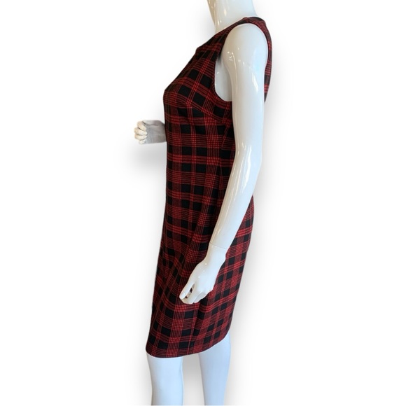 TOMMY HILFIGER RED & BLACK PLAID SHIFT DRESS. WOMEN’S SIZE 10 - Picture 4 of 10